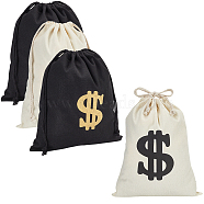 4Pcs 2 Colors Canvas Drawstring Bags, with Cotton Rope and Dollar Sign Pattern, Mixed Color, 39.5~40x30~34.8x0.3~0.8cm, 2pcs/color(ABAG-NB0001-69A)