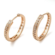 Brass Micro Pave Cubic Zirconia Hoop Earrings, Flat Round, Light Gold, 24.5x25x4mm(EJEW-M238-84KCG)