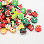 Fruit Eco-Friendly Handmade Polymer Clay Beads, Mixed Color, 10~11x9~11x4~6mm, Hole: 1.5mm(CLAY-R069-01)