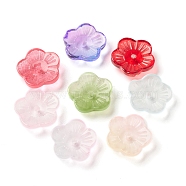 Spray Painted Transparent Glass Beads, Plum Blossom, Mixed Color, 14x14.5x4mm, Hole: 1.5mm(GLAA-D006-08)