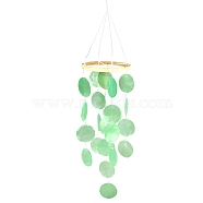 Natural Shell Wind Chimes, with Bamboo Link Rings, for Home Room Bedroom Decorations, Light Green, 708x120mm(AJEW-WH0250-55)