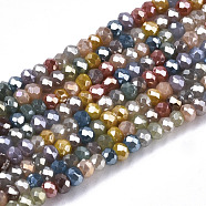 Electroplate Glass Beads Strands, Pearl Luster Plated, Faceted, Rondelle, Mixed Color, 2mm, Hole: 0.7mm, about 188~198pcs/Strand, 12.60 inch~13.11 inch(32~33.3cm)(X-EGLA-S192-001B-A02)