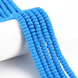 Handmade Polymer Clay Beads Strands, for DIY Jewelry Crafts Supplies, Flat Round, Dodger Blue, 6~7x3mm, Hole: 1.5mm, about 113~116pcs/strand, 15.55 inch~16.14 inch(39.5~41cm)(X-CLAY-N008-83)
