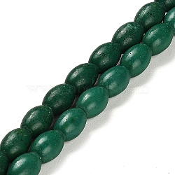 Synthetic Turquoise Beads Strands, Oval, Dyed, Dark Green, 8.5x6mm, Hole: 1mm, about 44~47pcs/strand, 14.69~15.75 inch(37.3~40cm)(G-C101-N01-01)
