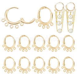 10 Pairs Brass Leverback Earring Findings, with 5-hole Loops, Golden, 18~18.5x18.5x2mm, Hole: 1.6mm, Pin: 0.7mm(KK-BC0013-34)