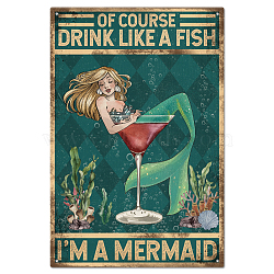Vintage Metal Tin Sign, Iron Wall Decor for Bars, Restaurants, Cafe Pubs, Rectangle, Mermaid, 300x200x0.5mm(AJEW-WH0189-270)