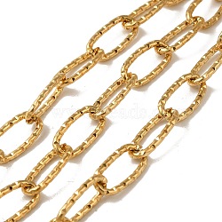 Ion Plating(IP) 304 Stainless Steel Oval Link Chains, Unwelded, with Spool, Real 18K Gold Plated, 19.5x9.5x2mm, 10m/roll(CHS-Q006-14G)