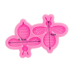 Bee DIY Pendant Silicone Molds, for Keychain Making, Resin Casting Molds, For UV Resin, Epoxy Resin Jewelry Making, Hot Pink, 87x55x10mm(SIMO-PW0001-347C)