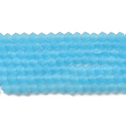 Imitation Jade Frosted Glass Bead Strands, Faceted Bicone, Light Sky Blue, 4.5x3.5~4mm, Hole: 1mm, about 87~89pcs/strand, 13.98''~13.39''(33.5~34cm)(GLAA-F029-JM4mm-B03)