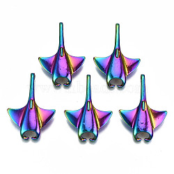 Rainbow Color Alloy Pendants, Cadmium Free & Lead Free, Mobula Shape, 35.5x24.5x6mm, Hole: 4mm(PALLOY-S180-009-RS)