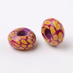 Handmade Polymer Clay Enamel European Beads, Large Hole Rondelle Beads, Chocolate, 14x7.5mm, Hole: 5.5mm(FPDL-J002-38)