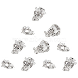 Unicraftale 10Pcs 304 Stainless Steel European Beads, Large Hole Beads, Skull, Stainless Steel Color, 14.5x10.5x10.5mm, Hole: 4mm(STAS-UN0028-22)