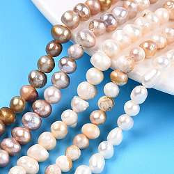 Natural Cultured Freshwater Pearl Beads Strands, Potato, Mixed Color, 5~7.5x5.5~7mm, Hole: 0.7mm, about 51~57pcs/strand, 13.39 inch(34cm)(PEAR-N013-05I)