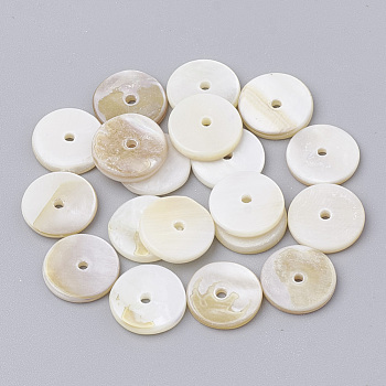 Disc Natural Sea Shell Beads Strands, 11~12x1~2mm, Hole: 1mm, about 180pcs/strand, 13 inch