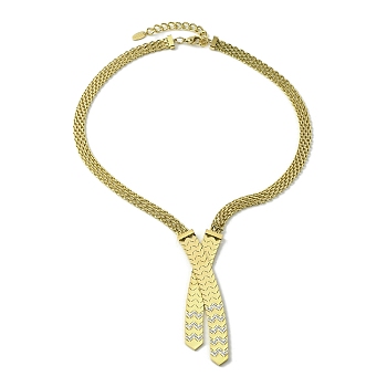 304 Stainless Steel with Cubic Zirconia Mesh Chain Necklace, Golden, 18.82 inch(47.8cm)