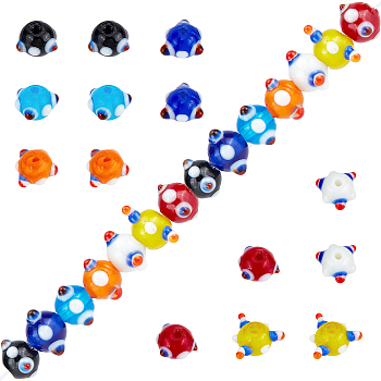 28Pcs 7 Colors Handmade Bumpy Lampwork Beads, Mixed Color, 10~11x11~12x7~8mm, Hole: 1.4~1.6mm, 4pcs/color
