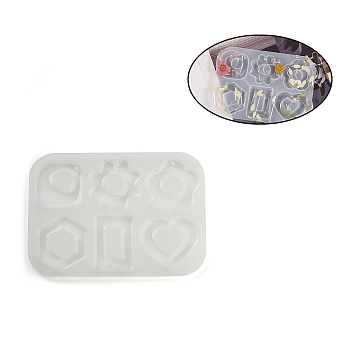 Flower Heart Hexagon DIY Pendant Silicone Molds, Resin Casting Coaster Molds, for UV Resin, Epoxy Resin Craft Making, 95x135x12mm, Hole: 2mm, Inner Diameter: 37~42x30~45mm