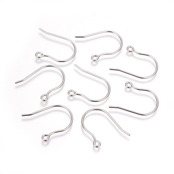 304 Stainless Steel Earring Hooks, with Horizontal Loop, Stainless Steel Color, 20x25mm, Hole: 1.6mm, 18 Gauge, Pin: 1mm
