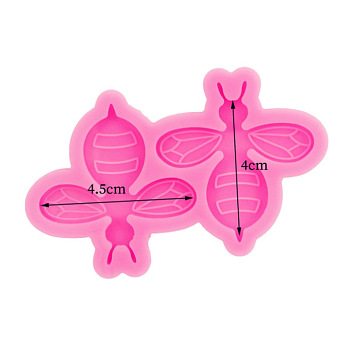 Bee DIY Pendant Silicone Molds, for Keychain Making, Resin Casting Molds, For UV Resin, Epoxy Resin Jewelry Making, Hot Pink, 87x55x10mm