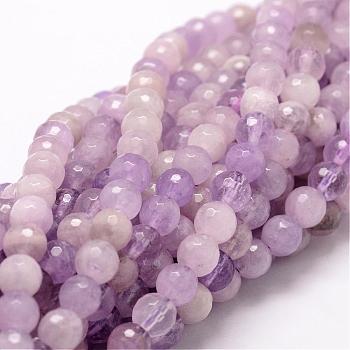 Faceted Round Natural Amethyst Beads Strands, 6mm, Hole: 1mm, about 62pcs/strand, 15.75 inch