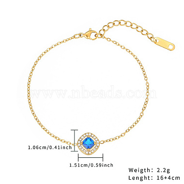 Rhombus Cubic Zirconia Link Bracelet(AX6785-3)-2