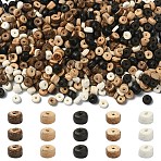 5 Strands 5 Styles Coconut Beads Strands, Flat Round, Mixed Color, 5~5.5x1.5~5mm, Hole: 0.8~1mm, 1strand/style(COCB-YW0001-02)
