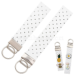 2Pcs Felt Badge Holders Keychain Clasps, with Alloy Split Key Rings, Rectangle, Platinum, White, 130~160mm(FIND-CP0004-06A)