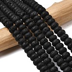Natural Lava Rock Beads Strands, Rondelle, 8.5x5.5mm, Hole: 1mm, about 73pcs/strand, 15.35''(39cm)(G-A280-A18-02)