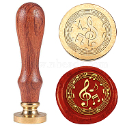 Wax Seal Stamp Set, Sealing Wax Stamp Solid Brass Heads with Wood Handles, for Envelopes Invitations, Gift Card, Musical Note, 83x22mm, Stamps: 25x14.5mm(AJEW-WH0208-1495)