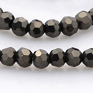 Full Plated Glass Faceted Round Spacer Beads Strands, Black Plated, 3mm, Hole: 1mm, about 100pcs/strand, 11.5 inch(GLAA-A027-3mm-FP02)