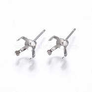 304 Stainless Steel Stud Earring Findings, Stainless Steel Color, 5x5mm, Pin: 0.8mm(STAS-I095--08P-A)