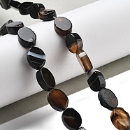 Natural Black Agate Beads Strands, Oval, 14x10x5mm, Hole: 0.5mm, about 28pcs/strand, 15.55''(39.5cm)(G-P559-B09-01)