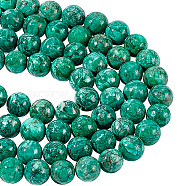 2 Strands Natural Marble Beads Strands, Round, Dyed & Heated, Dark Cyan, 10mm, Hole: 1mm, about 38pcs/strand, 15.7 inch(40cm)(G-NB0005-23A)