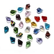 Faceted Glass Pendants, Leaf, Mixed Color, 16x11x6mm, Hole: 1.5mm(GLAA-F068-C-01-M)