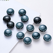 Handmade Porcelain Beads, Bright Glazed Porcelain, Flat Round, Dark Slate Gray, 12x6mm, Hole: 1.4mm(PORC-S500-013-A01)