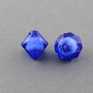 Transparent Acrylic Beads, Bead in Bead, Bicone, Blue, 18x18x18mm, Hole: 3mm, about 220pcs/500g(TACR-S085-18mm-12)