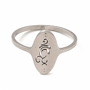 304 Stainless Steel Yoga Theme Finger Ring for Women, Stainless Steel Color, Inner Diameter: 18mm(RJEW-K239-16P)