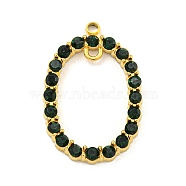 Golden Plated 304 Stainless Steel Links Connector Charms, with Rhinestone, Oval, Emerald, 23.5x15.5x2.5mm, Hole: 1.4mm & 1.6mm(STAS-K273-05G-03)