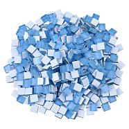 400G Glass Mosaic Tiles, Square Mosaic Tiles, for DIY Mosaic Art Crafts, Picture Frames and More, Cornflower Blue, 10x10x3.5mm, about 450pcs(DIY-DC0001-97B)