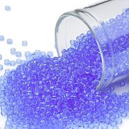 TOHO Round Seed Beads, Japanese Seed Beads, (13) Transparent Light Sapphire, 11/0, 2.2mm, Hole: 0.8mm, about 5555pcs/50g(SEED-XTR11-0013)