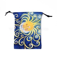 Rectangle Velvet Bags, Drawstring Pouches, for Gift Wrapping, Medium Blue, Moon Pattern, 18x14cm(TP-E004-01E)