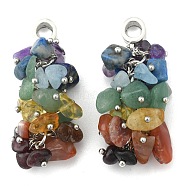 Natural Gemstone Pendants, with Tibetan Style Hangers and Brass Findings, Chakra, 50mm, Hole: 5mm(PALLOY-JF00188-01)