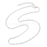 Brass Cable Chain Necklaces, Silver, 16.14 inch(41cm)(NJEW-JN04511-02)