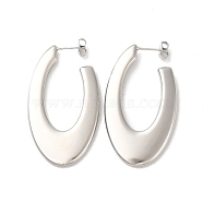 304 Stainless Steel Oval Stud Earrings, Half Hoop Earrings, Stainless Steel Color, 49x27.5x3.5mm(EJEW-Z022-25P)
