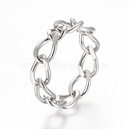 Unisex 304 Stainless Steel Chain Finger Rings, Wide Band Rings, Stainless Steel Color, Size 7, 17mm(RJEW-L091-34-P-17mm)