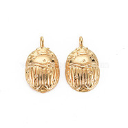 Brass Charms, Nickel Free, Insect, Real 18K Gold Plated, 14.5x9x3mm, Hole: 1.6mm(KK-S356-608-NF)