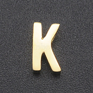 201 Stainless Steel Charms, for Simple Necklaces Making, Laser Cut, Letter, Golden, Letter.K, 8x4.5x3mm, Hole: 1.8mm(STAS-R109-JA433-K-2)