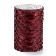 Round Waxed Polyester Thread String, Micro Macrame Cord, Twisted Cord, for Leather Sewing Stitching, Brown, 0.8mm, about 54.68 Yards(50m)/Roll(YC-D004-02E-131)