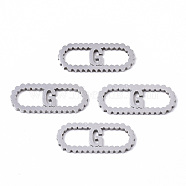 201 Stainless Steel Links Connectors, Laser Cut, Oval with Letter, Stainless Steel Color, Letter.G, 15x6x1mm, Hole: 4x5~7mm(STAS-N091-41G)