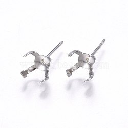 Tarnish Resistant 304 Stainless Steel Stud Earring Findings, Stainless Steel Color, 5x5mm, Pin: 0.8mm(STAS-I095--08P-A)